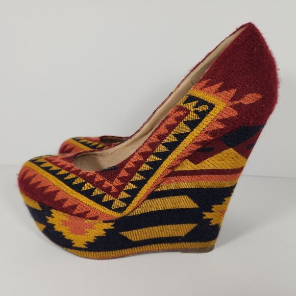Steve Madden Pammyy M Wedge Aztec Multi Color Womens Size 7.5M - Picture 5 of 10